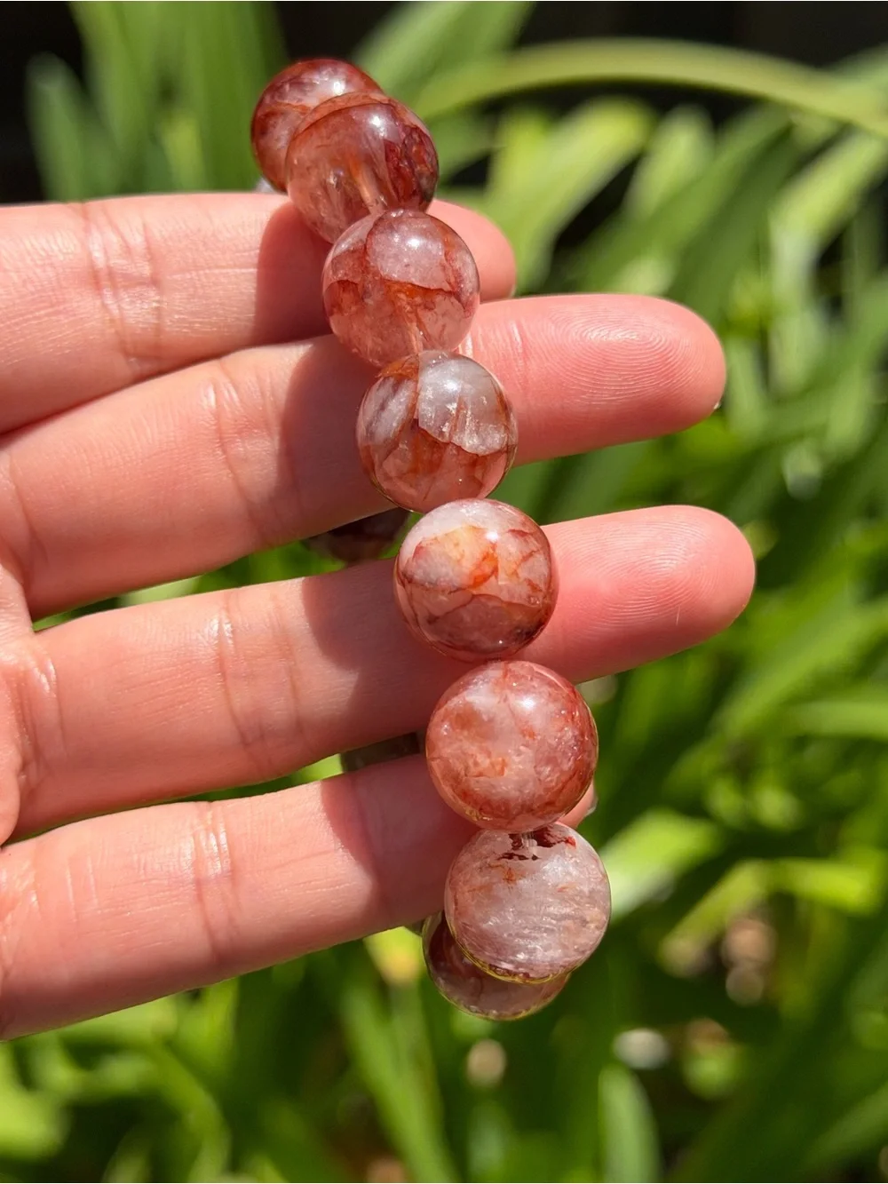 15mm Red Strawberry Quartz Beaded Stretch Bracelet 2062